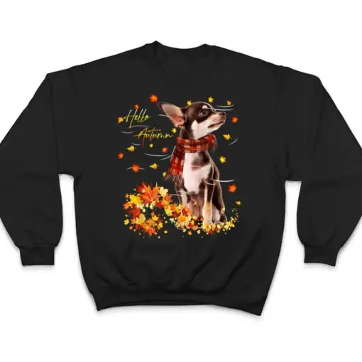 Chihuahua Leaf Fall Hello Autumn For Dog Lover Thanksgiving T Shirt