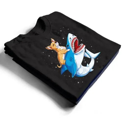 Chihuahua Riding Shark Jawsome Dog Lover Gifts Space Galaxy T Shirt