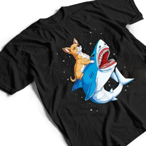 Chihuahua Riding Shark Jawsome Dog Lover Gifts Space Galaxy T Shirt