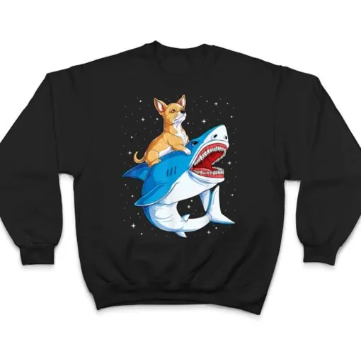 Chihuahua Riding Shark Jawsome Dog Lover Gifts Space Galaxy T Shirt