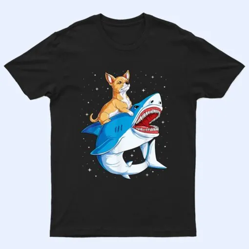 Chihuahua Riding Shark Jawsome Dog Lover Gifts Space Galaxy T Shirt