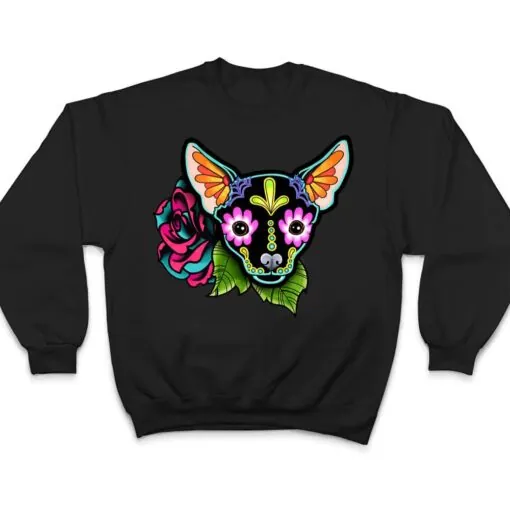 Chihuahua in Black - Day of the Dead Sugar Skull Dog T Shirt