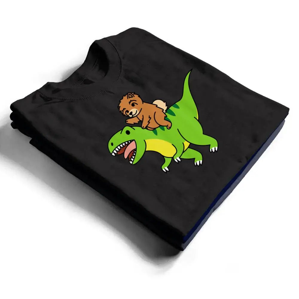 Chow-Chow-Riding-T-Rex-Dinosaur-Dog-T-Shirt-1 Chow Chow Riding T-Rex Dinosaur Dog T Shirt