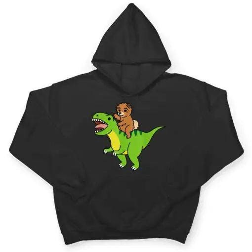 Chow Chow Riding T-Rex Dinosaur Dog T Shirt