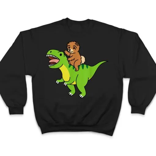 Chow Chow Riding T-Rex Dinosaur Dog T Shirt