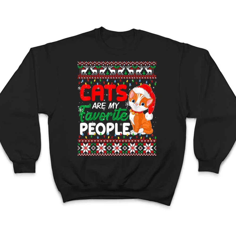 Christmas-Cat-Cats-Are-My-Favorite-People-T-Shirt-4 Christmas Cat - Cats Are My Favorite People T Shirt