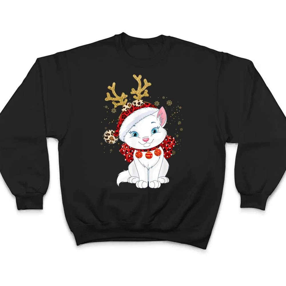 Christmas-Cat-Reindeer-light-Antlers-T-Shirt-4 Christmas Cat Reindeer light Antlers T Shirt