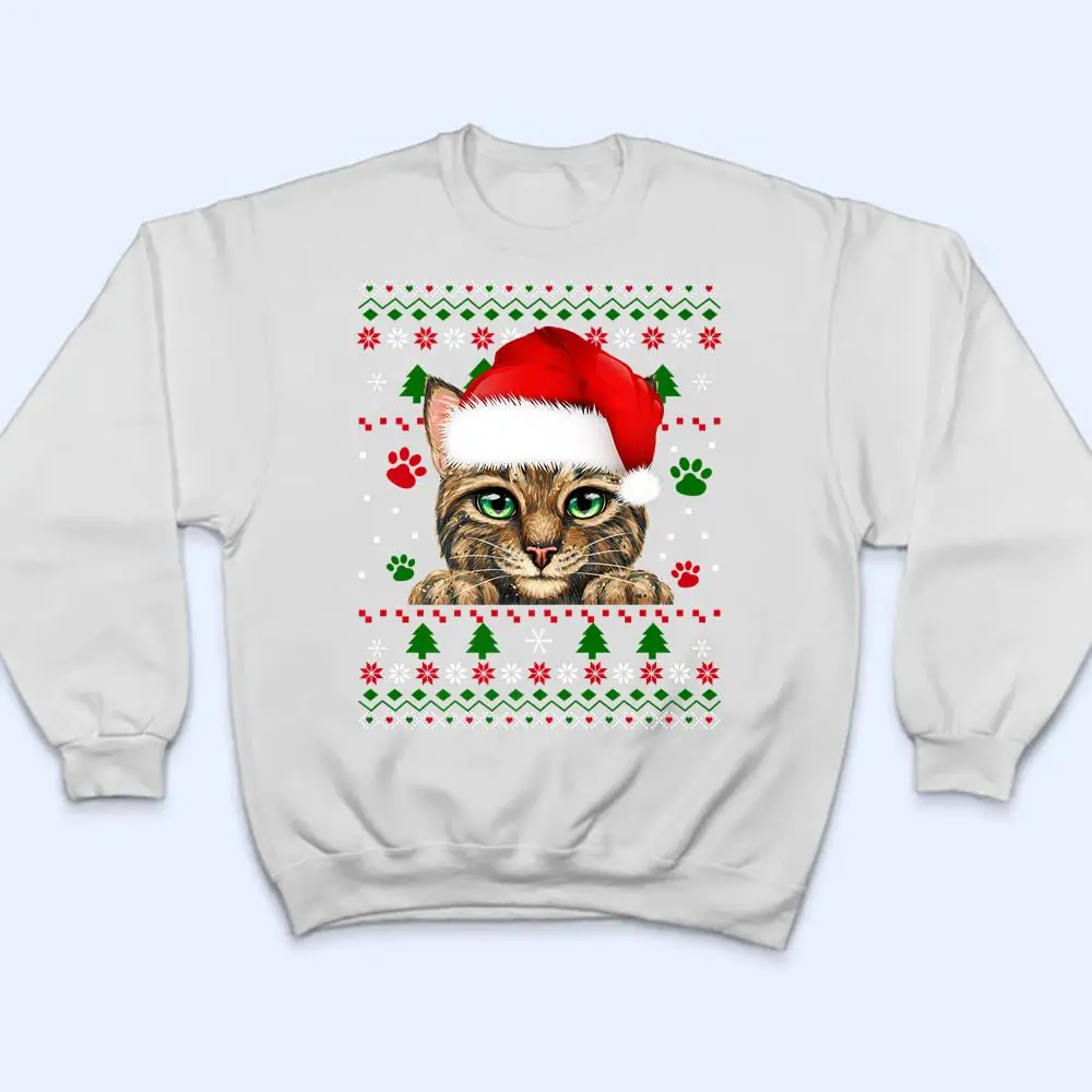 Christmas-Cat-Santa-Hat-Merry-Catmas-Ugly-Christmas-Sweater-Premium-T-Shirt-4 Christmas Cat Santa Hat Merry Catmas Ugly Christmas Sweater Premium T Shirt
