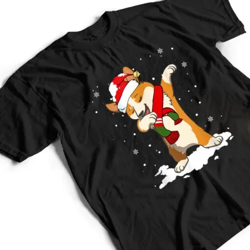 Christmas Dabbing Corgi Santa Hat For Boys Men Dog Lover T Shirt