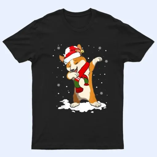 Christmas Dabbing Corgi Santa Hat For Boys Men Dog Lover T Shirt