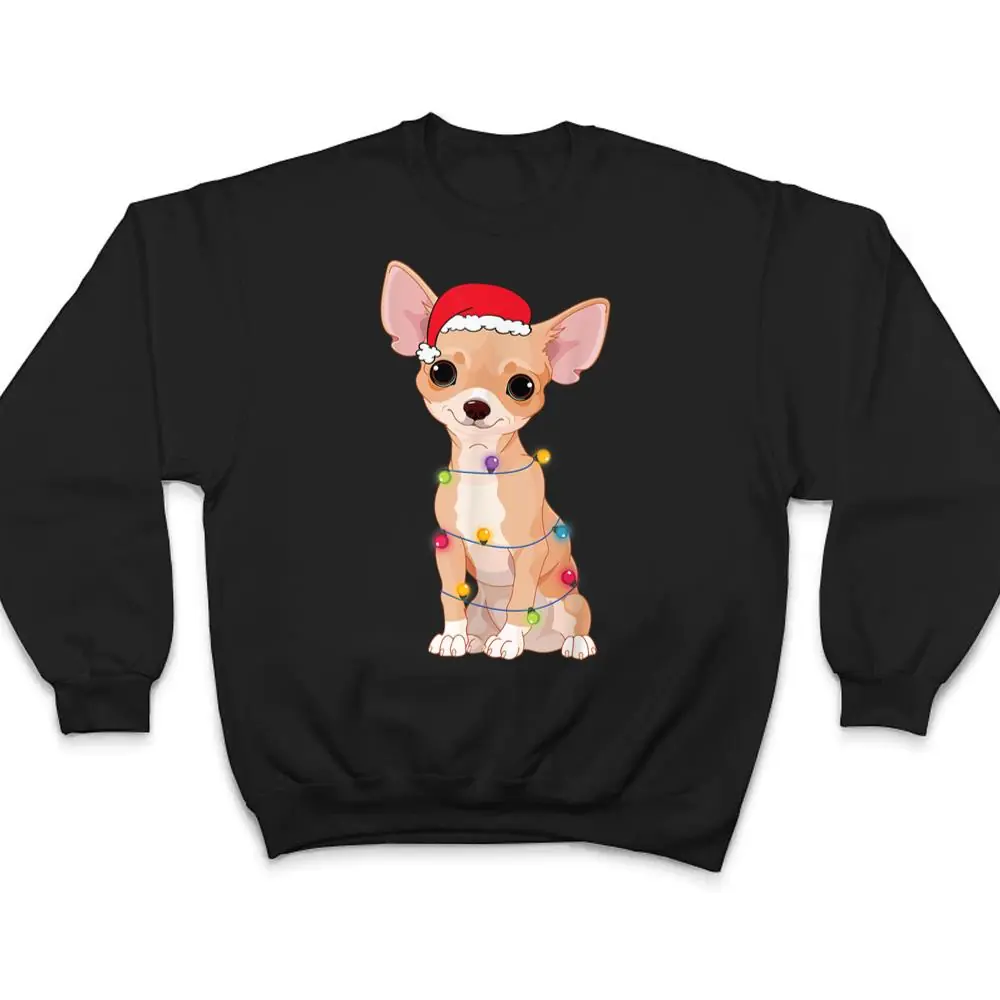 Christmas-Funny-Chihuahua-Dog-Lover-Santa-Hat-Lights-Xmas-T-Shirt-4 Christmas Funny Chihuahua Dog Lover Santa Hat Lights Xmas T Shirt
