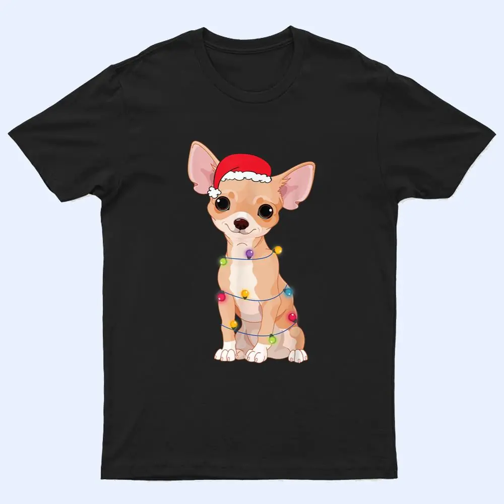 Christmas Funny Chihuahua Dog Lover Santa Hat Lights Xmas T Shirt Christmas Funny Chihuahua Dog Lover Santa Hat Lights Xmas T Shirt