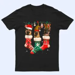 Christmas German Shepherd Sock Xmas Reindeer Santa ELF Dog T Shirt