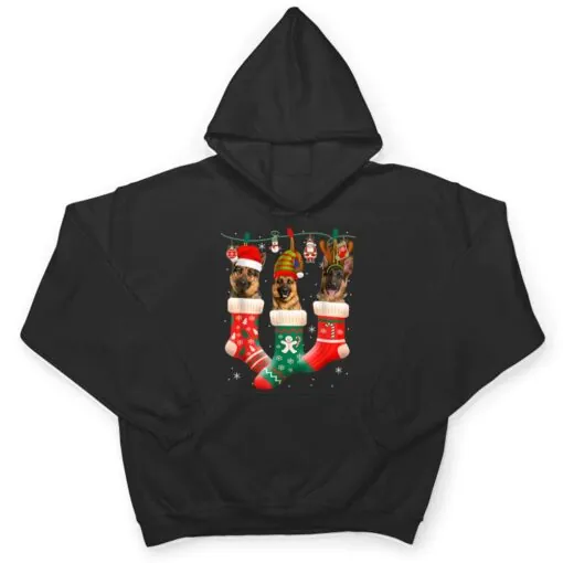 Christmas German Shepherd Sock Xmas Reindeer Santa ELF Dog T Shirt