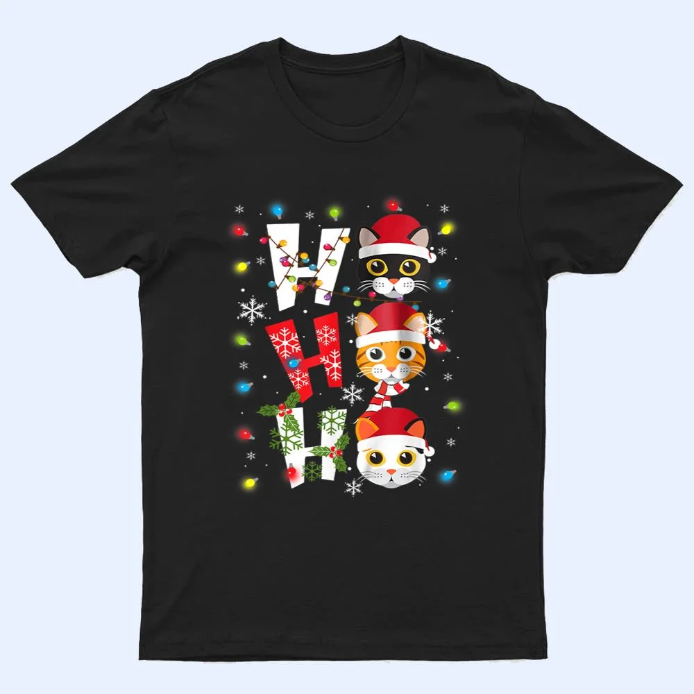 Christmas Ho Ho Ho Cat Lovers Lights Pajamas Funny Xmas T Shirt Christmas Ho Ho Ho Cat Lovers Lights Pajamas Funny Xmas T Shirt