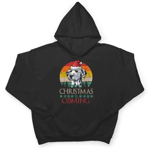 Christmas Is Coming Vintage Dalmatian Santa Hat Dog Lover T Shirt