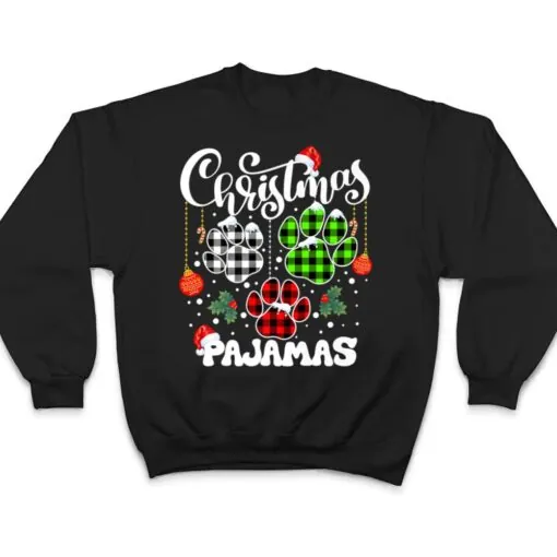 Christmas Pajamas Xmas Pet Lover Animal Cat Dog Paw T Shirt