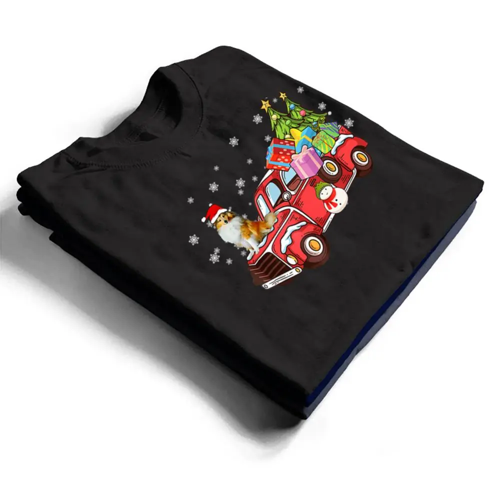 Collie-Riding-Red-Truck-Merry-Christmas-Dog-Lover-Gifts-T-Shirt-1 Collie Riding Red Truck Merry Christmas Dog Lover Gifts T Shirt