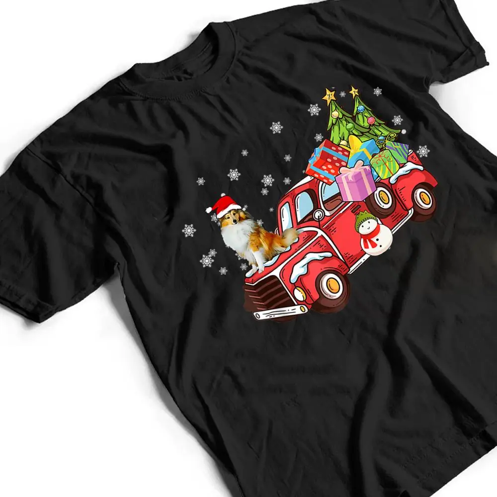 Collie-Riding-Red-Truck-Merry-Christmas-Dog-Lover-Gifts-T-Shirt-2 Collie Riding Red Truck Merry Christmas Dog Lover Gifts T Shirt