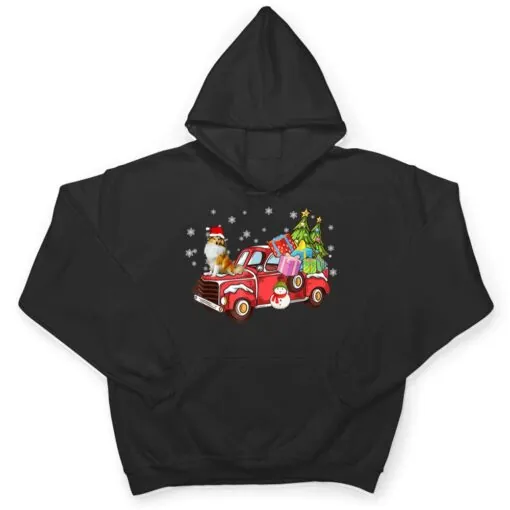 Collie Riding Red Truck Merry Christmas Dog Lover Gifts T Shirt