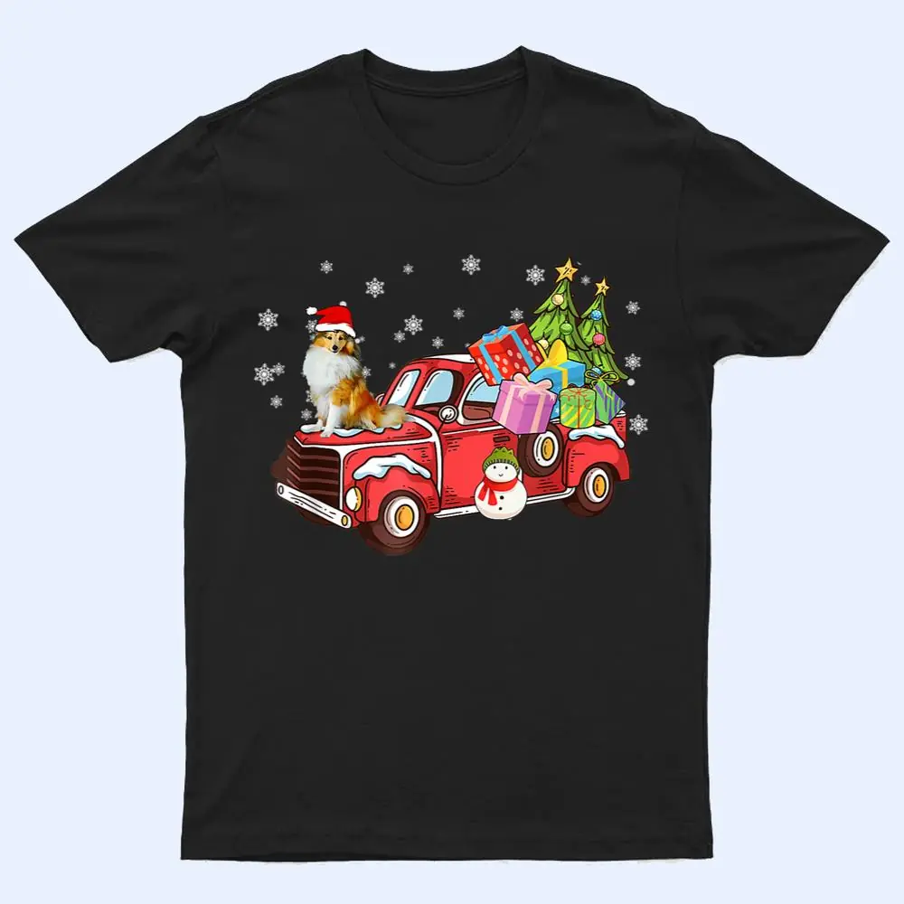 Collie Riding Red Truck Merry Christmas Dog Lover Gifts T Shirt Collie Riding Red Truck Merry Christmas Dog Lover Gifts T Shirt