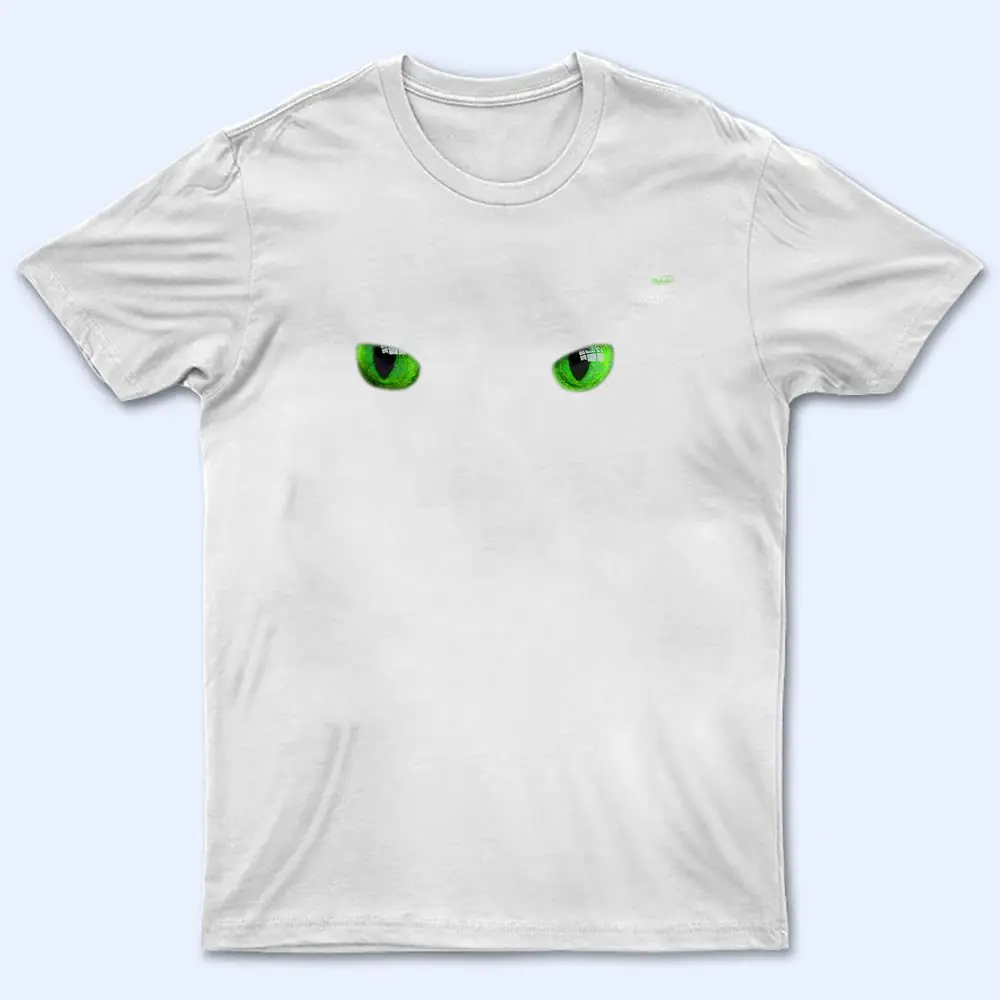 Cool Halloween cat faceeyes green on black T Shirt Cool Halloween cat faceeyes green on black T Shirt