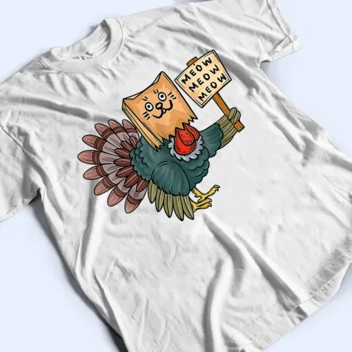 Cool Turkey Fake Cat Funny Thanksgiving Boys Girls Kids Gift T Shirt