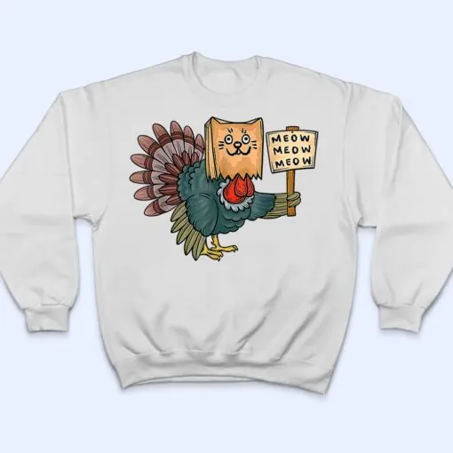 Cool Turkey Fake Cat Funny Thanksgiving Boys Girls Kids Gift T Shirt