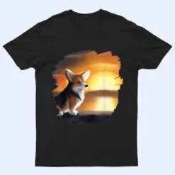 Corgi Dog Art Sunset Vintage Retro Corgis Dogs T Shirt