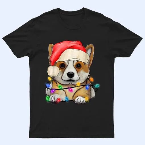 Corgi Santa Christmas Tree Lights Xmas Boys Dog Dogmas T Shirt