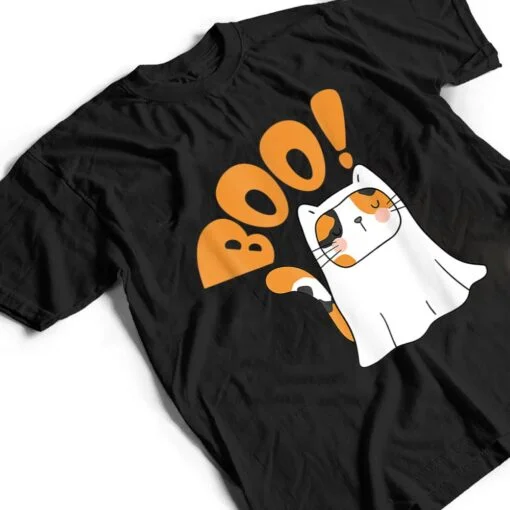 Cut Cat Ghost Halloween Boo Saying T Shirt