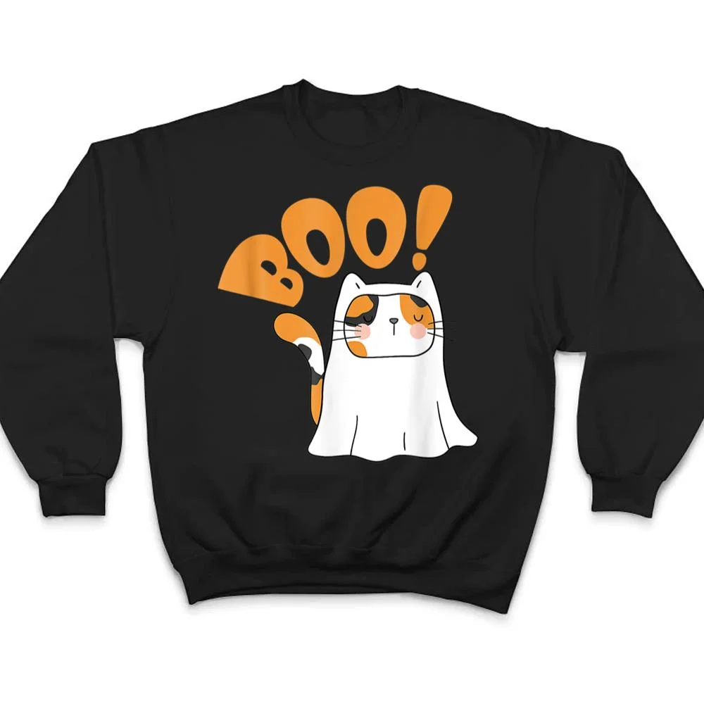 Cut-Cat-Ghost-Halloween-Boo-Saying-T-Shirt-4 Cut Cat Ghost Halloween Boo Saying T Shirt
