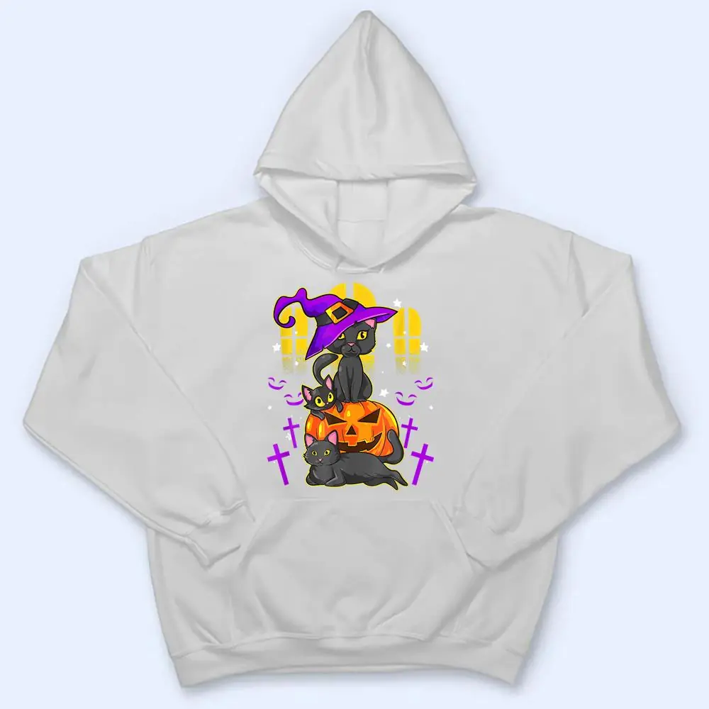 Cute Black Witches Cat For Halloween T Shirt