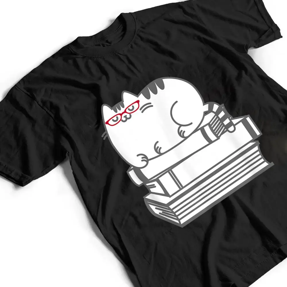 Cute-Book-Nerd-Cat-Funny-Nerdy-Kitten-T-Shirt-2 Cute Book Nerd Cat - Funny Nerdy Kitten T Shirt