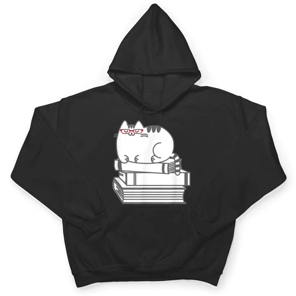 Cute-Book-Nerd-Cat-Funny-Nerdy-Kitten-T-Shirt-3 Cute Book Nerd Cat - Funny Nerdy Kitten T Shirt