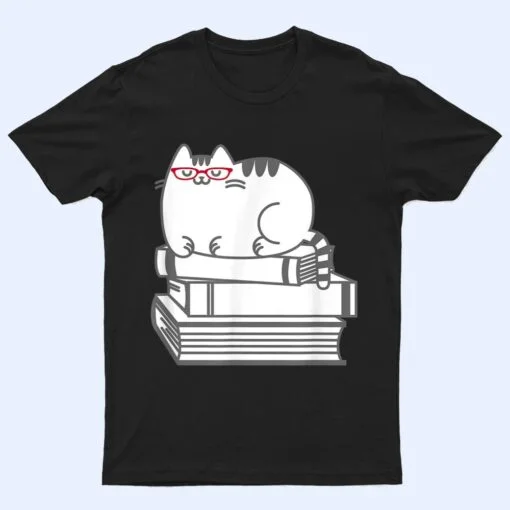 Cute Book Nerd Cat  - Funny Nerdy Kitten T Shirt