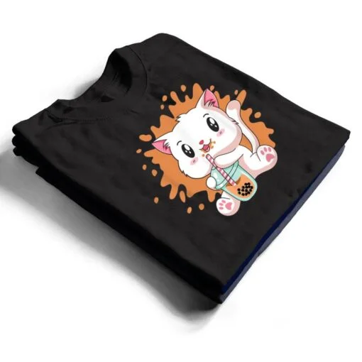 Cute Cat Boba Bubble Tea Kawaii Anime Japanese Teen Girls_1 T Shirt