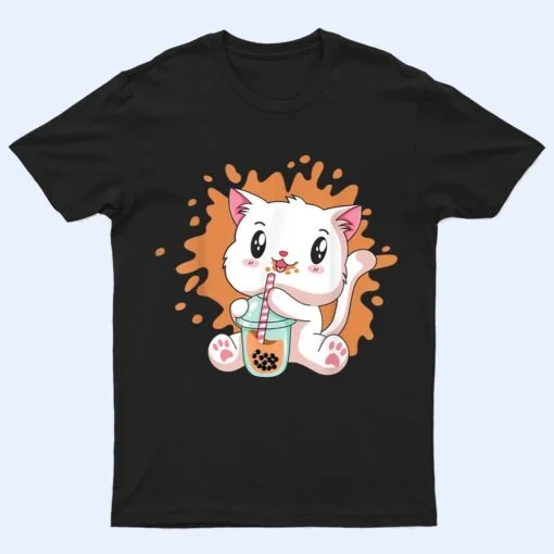 Cute Cat Boba Bubble Tea Kawaii Anime Japanese Teen Girls_1 T Shirt