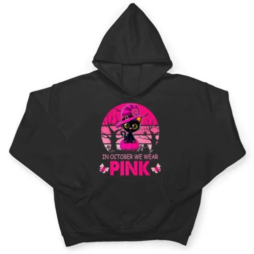 Cute Cat Breast Cancer Awareness In October We Wear Pink T Shirt