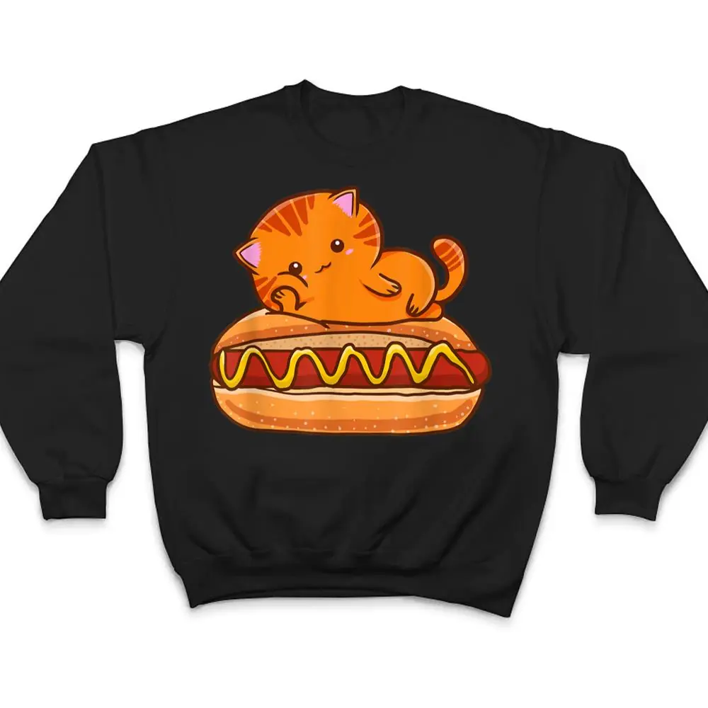 Cute-Cat-Chilling-On-Weiner-Hot-Dog-Funny-Hot-Dog-Lover-T-Shirt-4 Cute Cat Chilling On Weiner Hot Dog Funny Hot Dog Lover T Shirt