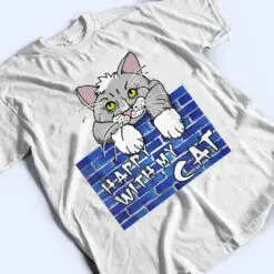 Cute Cat Design Little Cat On He Wall Comic Style T Shirt Cute Cat Design Little Cat On He Wall Comic Style T Shirt