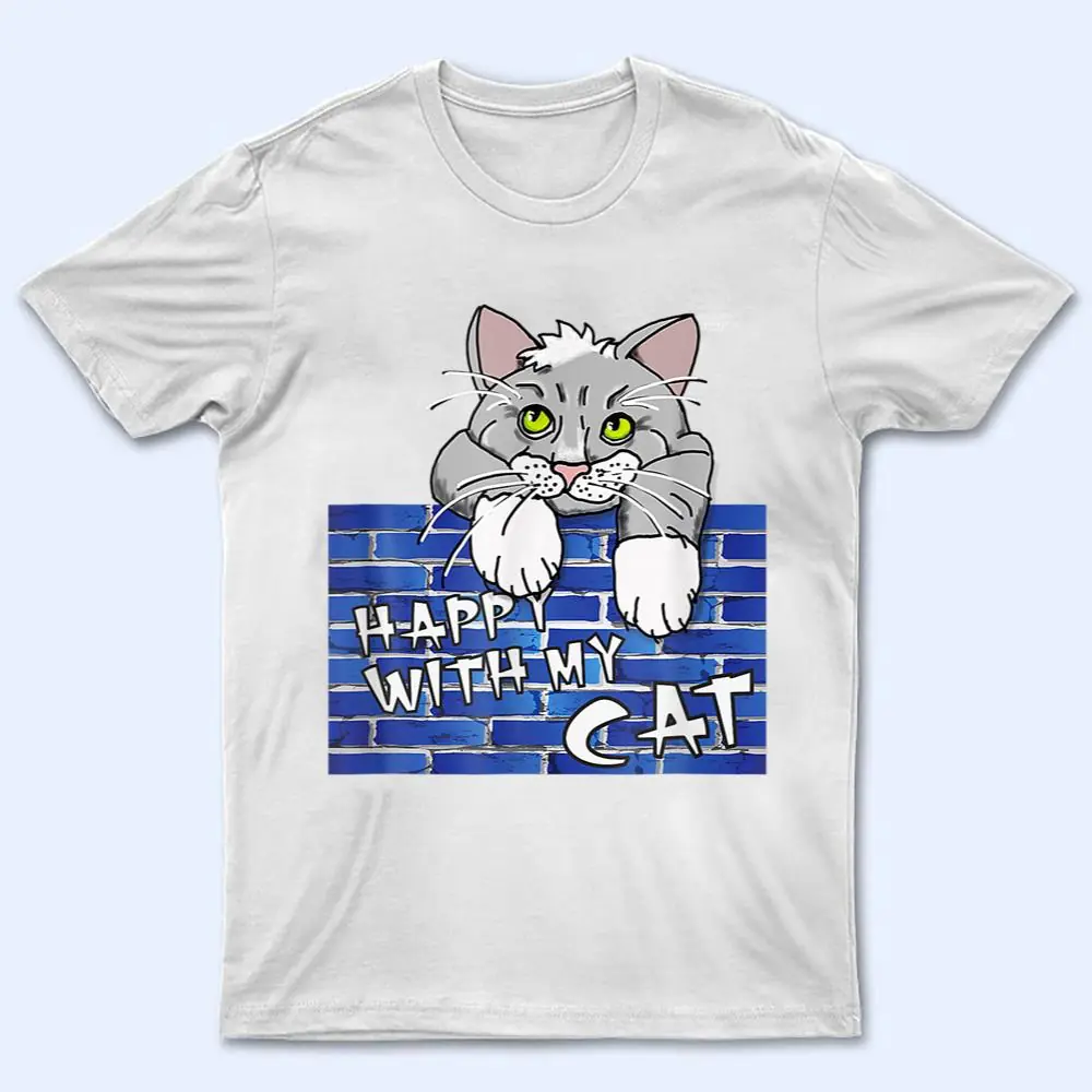 Cute Cat Design Little Cat On He Wall Comic Style T Shirt Cute Cat Design Little Cat On He Wall Comic Style T Shirt