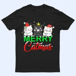Cute Cat Lover Xmas Lights Santa Merry Catmas Cat Christmas T Shirt