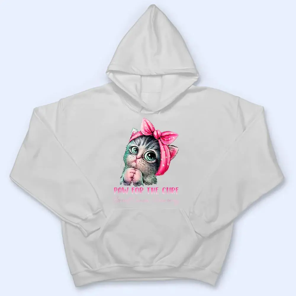 Cute-Cat-Mom-Breast-Cancer-Awareness-Paw-For-He-Cure-T-Shirt-3 Cute Cat Mom Breast Cancer Awareness Paw For He Cure T Shirt