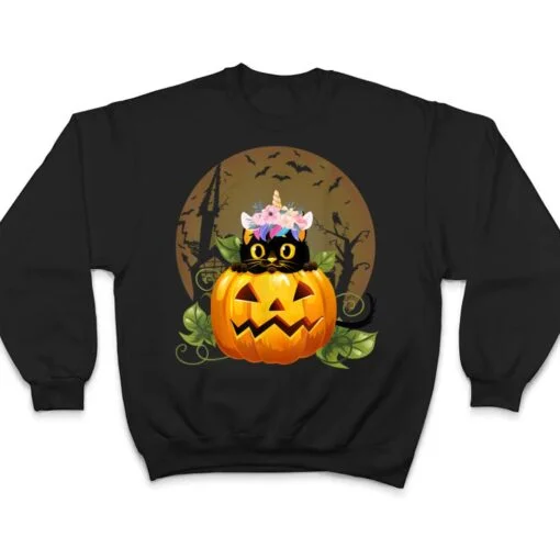 Cute Cat Pumpkin Unicorn Halloween Costume Gift T Shirt