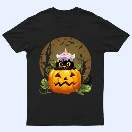 Cute Cat Pumpkin Unicorn Halloween Costume Gift T Shirt