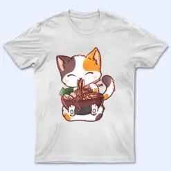 Cute Cat Ramen Bowl Anime Japanese Noodles Kawaii Neko Girls T Shirt