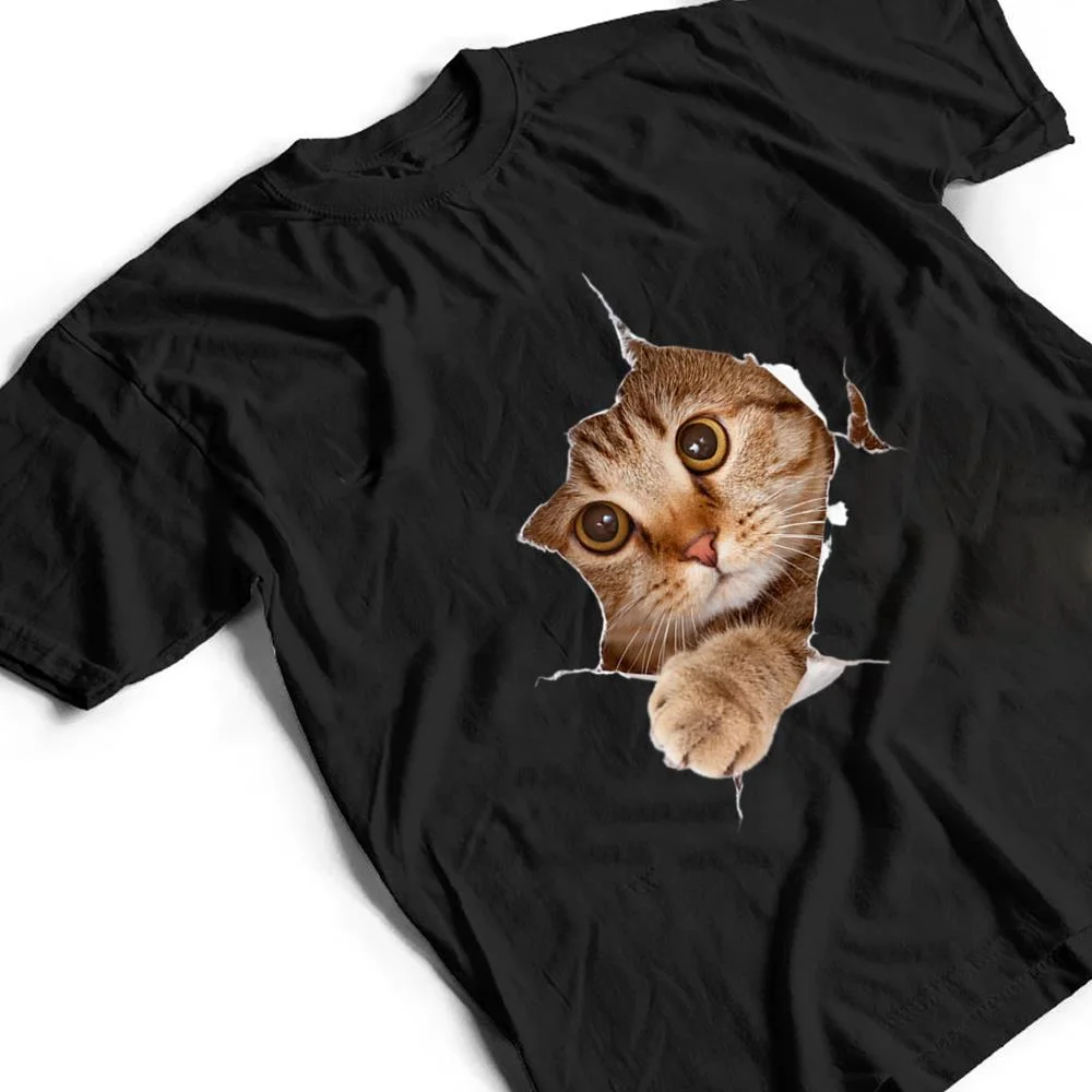 Cute-Cat-With-Grey-Cat-Torn-Cloth-Kitten-T-Shirt-2 Cute Cat With Grey Cat Torn Cloth, Kitten T Shirt