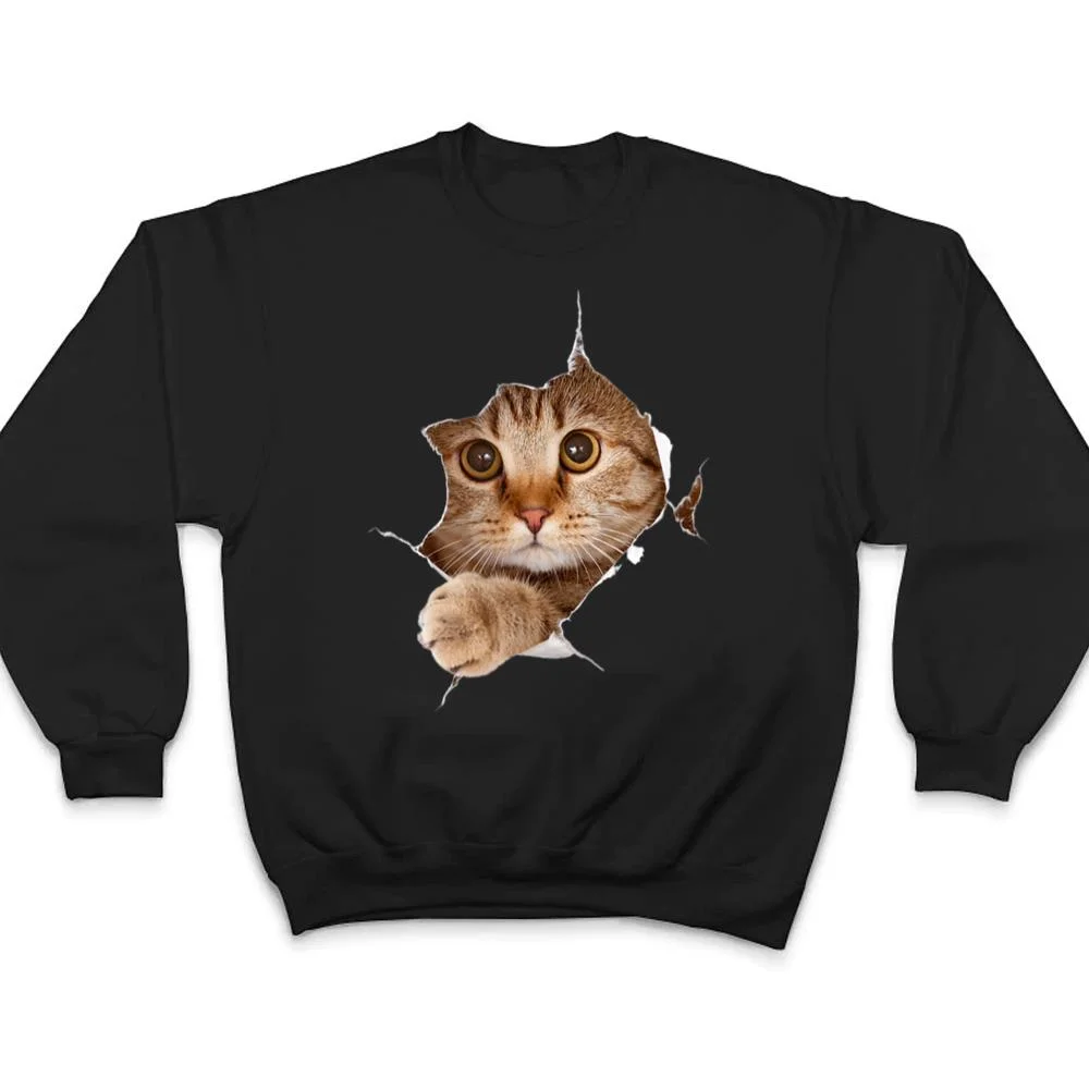 Cute-Cat-With-Grey-Cat-Torn-Cloth-Kitten-T-Shirt-4 Cute Cat With Grey Cat Torn Cloth, Kitten T Shirt