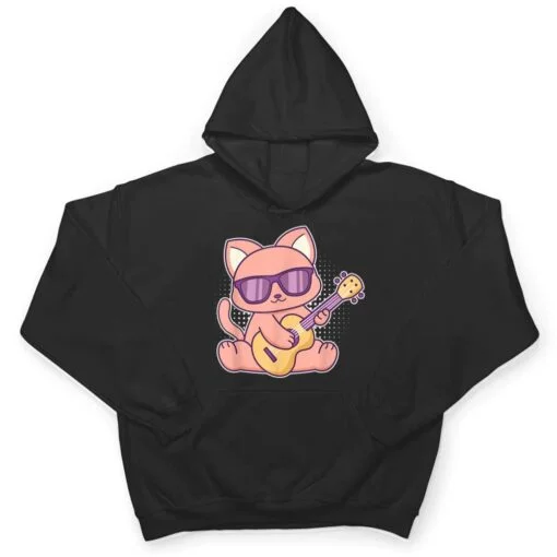 Cute Cat With Sunglasses Playing On A Guitar T Shirt